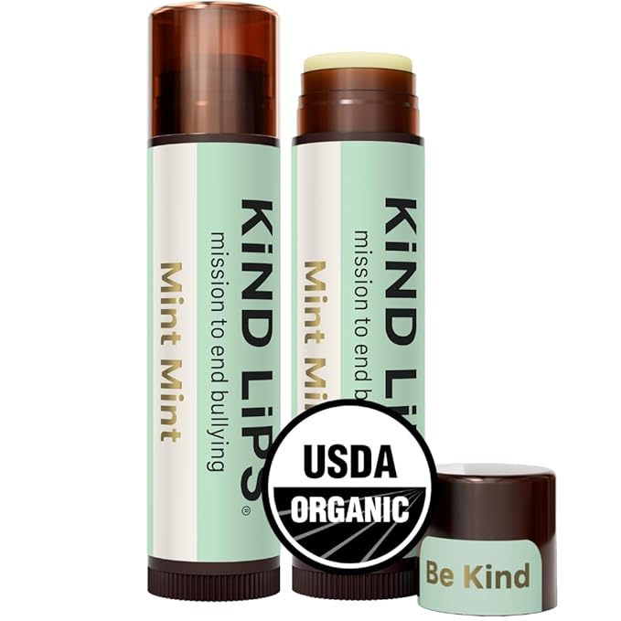 Kind Lips Extra Mint Organic Lip Balm (2 Pack) – Cooling Mint Lip Balm – Natural Beeswax Lip Care for Dry, Cracked Lips – Moisturizing, Non-Toxic, USDA Organic