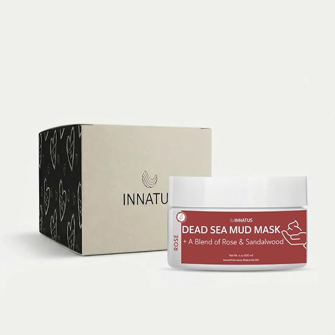 INNATUS Dead Sea Mud Mask with Rose Oil – 4oz Detoxifying & Purifying Face Mask – Infused with Natural Oils for Acne Control & Skin Hydration