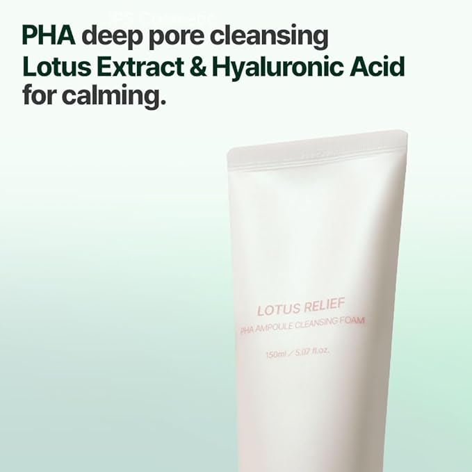 neargarden Lotus Relief PHA Ampoule Cleansing Foam I for All Skin Types, Hyaluronic Acid Face Wash, Facial Cleansing Washes (150ml / 5.07 fl.oz.)