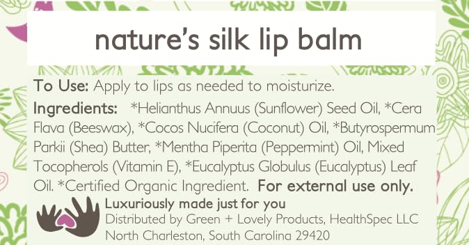 Green Cheek Nature's Silk Lip Balm, Organic (Brick Red Lip Tint, 1-tube single)