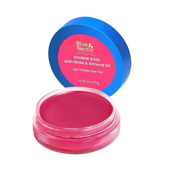 Blue Nectar Lip Tint Balm for Rosy Pink Tinted Lips | Natural Lip Tint for Dark Lips with Organic Ghee & Shea Butter | Long Lasting Lip Mosturizer (0.35 Oz)