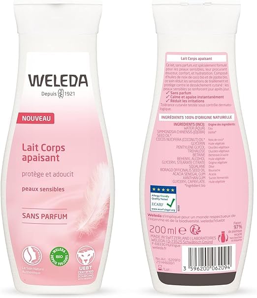 Weleda Unscented Body Lotion, Free From Parabens & Phthalates, No Animal Testing, 6.8 Fluid Ounce (Pack of 2)