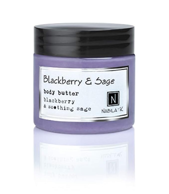 Nabila K Body Butter - Daily Moisturizer for Body Care - Skin Hydrating Deep Moisturizing - Natural Ingredients - Blackberry Sage - 2 oz