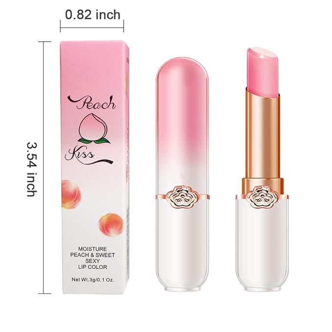 BINGBRUSH 2 Pcs Peach Color Changing Lipstick Queen,PH Mood Long Lasting Labiales Lip Gloss Lip Balm Tinted Magic Lip Stain Makeup Lipstick Set for Women