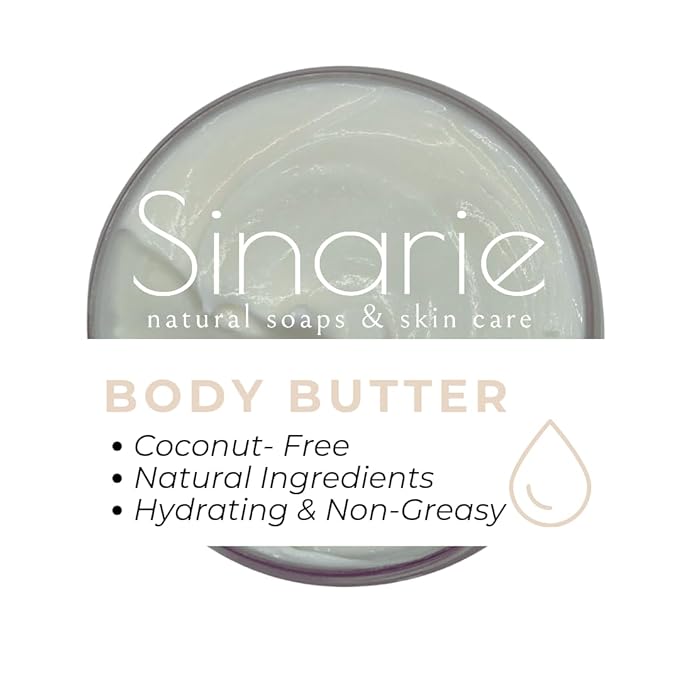 Sinarie Coconut-Free Body Butter | Luxurious Hydration with Shorea Butter, Evening Primrose Oil, Argan & Moringa Oil | Non-Greasy, Natural Ingredients | For Sensitive Skin (5.3 oz., Golden Honey)