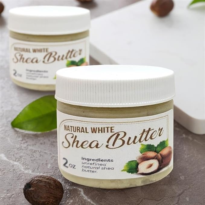 Raw African Shea Butter Travel Size – 2 oz Pure Unrefined Shea Butter for Skin, Hair & Face – Traditional – Plant-Based Body Cream for Dry, Rough Areas - White
