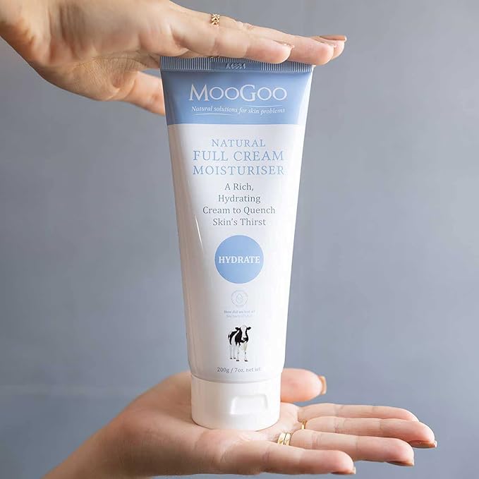 MooGoo Natural Full Cream Moisturizer - Ultra-Hydrating Repair for Dry, Itchy, Sensitive Skin - Suitable for Face, Body & All Ages, 200g/7oz.