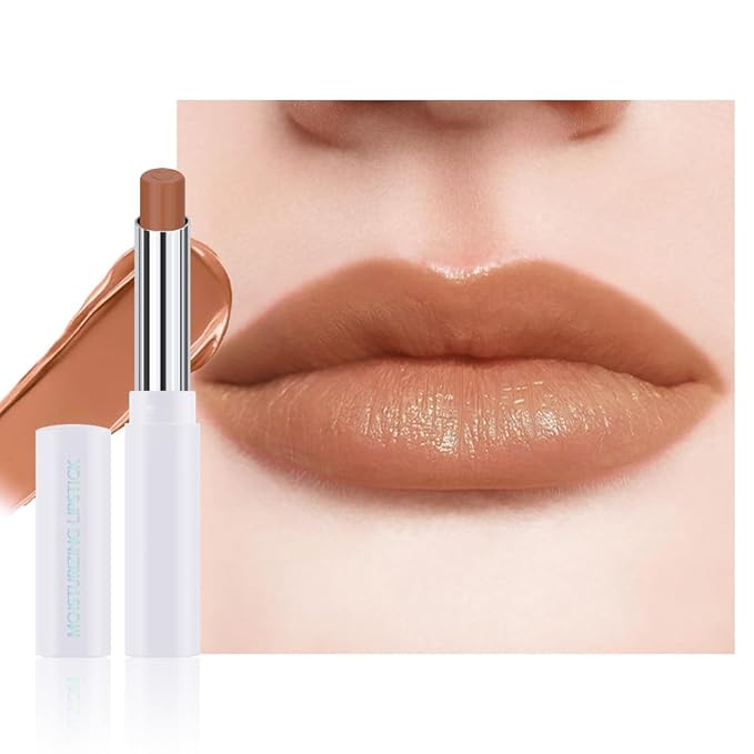 Tinted Lip Balm Moisturizing Lipstick, Light Brown Hydrating Lipstick for Women, 24 Hour Long Lasting Moisturization Lip Gloss Stain Makeup, Lightweight Non Greasy Moisturizer Lips, 01