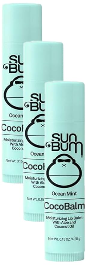 Sun Bum Cocobalm Ocean Mint - Hydrating Lip Balm With Coconut Oil and Aloe Vera - 0.15 oz Stick (Pack of 3)