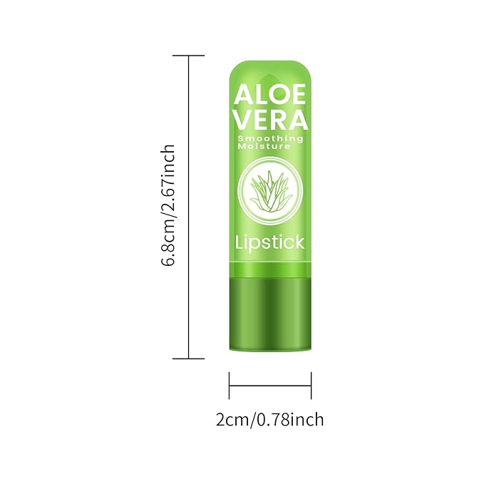 Ownest 5 Pcs Aloe Vera Lip Balm, PH Color Changing Lipstick, Change from Green to Natural Pink, Deep Hydrating Tinted Lip Balm, Daily Lip Moisturizer for Dry Cracked Lips, with Real Aloe Vera