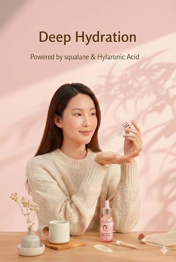 Pure Squalane Face Oil Serum - 100% Plant-Derived Facial Moisturizer for Dry Sensitive Skin - Barrier Repair & Deep Hydration - 1.01 Fl Oz