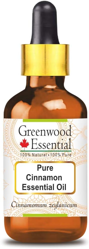 Greenwood Essential Pure Cinnamon Essential Oil (Cinnamomum zeylanicum) with Glass Dropper Steam Distilled 5ml (0.16 oz)