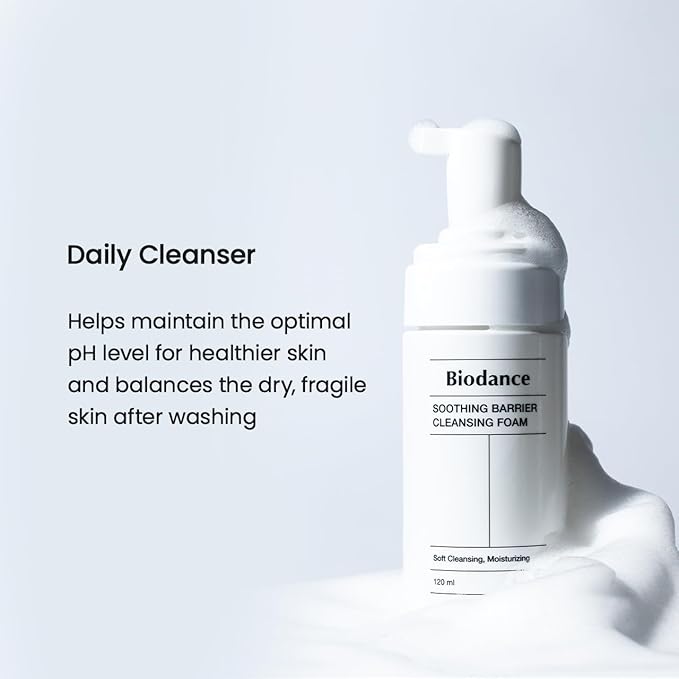 BIODANCE Soothing Barrier Cleansing Foam, Micro Bubble Foam, Gentle & Mild Facial Cleanser, Korean Skin Care | 4.06 fl.oz, 120ml