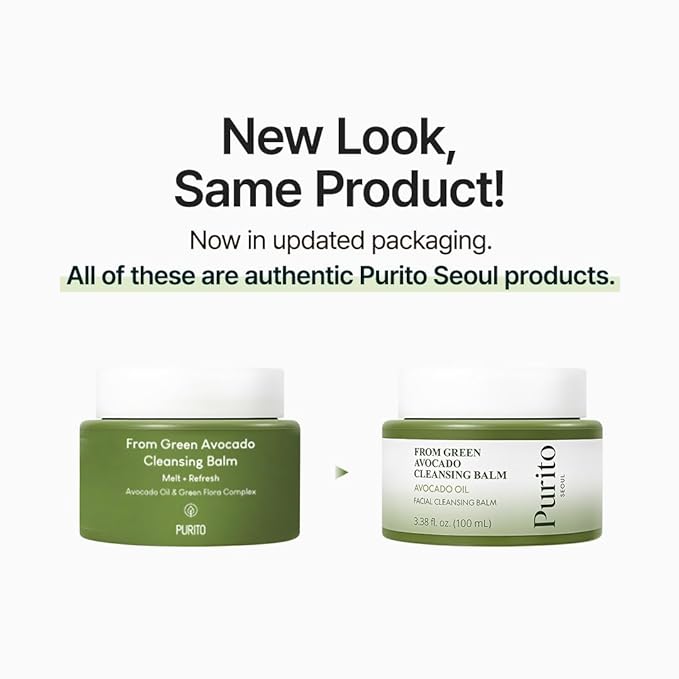 PURITO From Green Avocado Cleansing Balm 100ml / 3.38 fl. oz., Melt-In Moisture with Avocado Oil, Vegan, Cruelty-Free, Suitable for Dry Skin, Korean Skincare