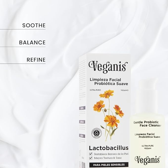Gentle Probiotic Face Cleanser - Aloe Vera & Calendula – Hydrating Daily Facial Cleanser for All Skin Types – Helps Remove Impurities & Support Skin Balance – Vegan & Non-Drying Formula