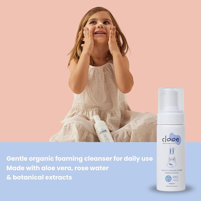 Organic Face Cleansing Foam (150 mL) – Gentle Foaming Cleanser with Aloe Vera & Licorice, Sulfate-Free, COSMOS Organic, For Sensitive Skin