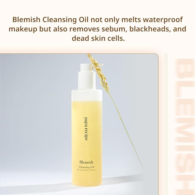 Papa Recipe Blemish Cleansing Oil 300ml – 71% Rice Bran Oil, Waterproof Makeup Remover & Blackhead Support, Hydrating Gentle Formula – Korean Facial Cleanser
