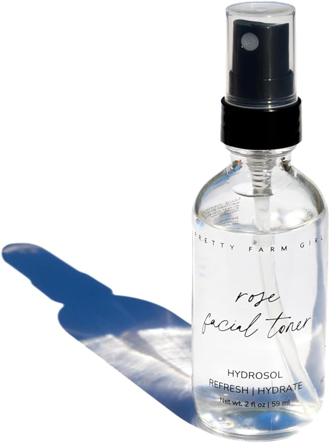 Pretty farm girl Pure Rose Facial Toner - Nourish & Hydrate - Hydrosol - for Dry, Oily, or Combination Skin - Rose Scent - All Skin Types - Teen & Adult - 2 oz
