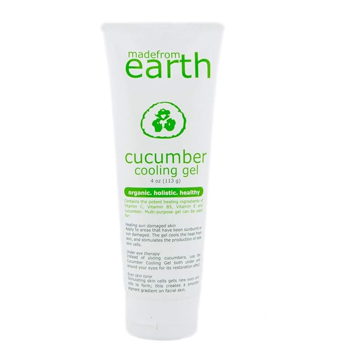 Made from Earth Cucumber Cooling Gel – Organic Aloe Vera & Vitamin C for Face & Body – 4 oz.