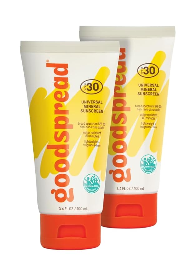 SPF 30 Mineral Sunscreen 2-Pack – No White Cast, Reef-Safe, Non-Nano Zinc, Water Resistant, Face & Body – Goodspread