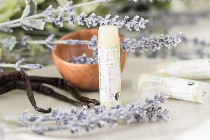Organic Certified Lip Balm Butter(3 Pack) by Green and Lovely | Lavender Vanilla Lip Oil for Total Hydration and Repair | 0.15 oz Lip Moisturizer Tube made with Premium Organic Ingredients