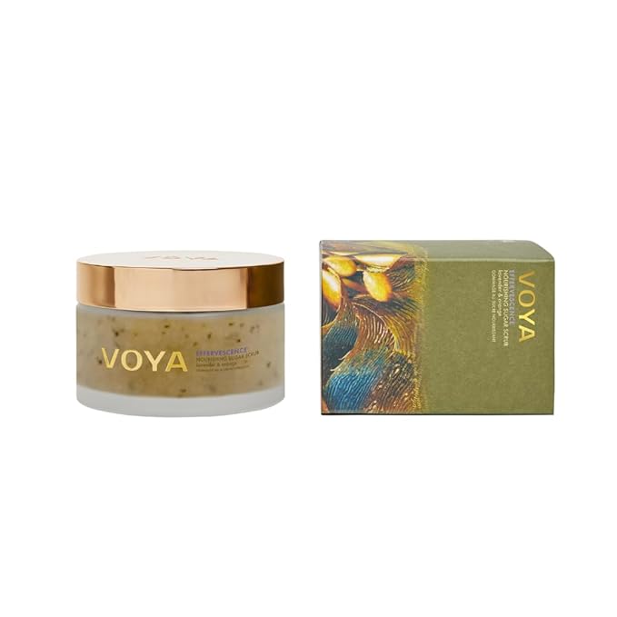 VOYA Effervescence Nourishing Sugar Scrub, Organic, Lavender, Orange, Body Exfoliator, 250g