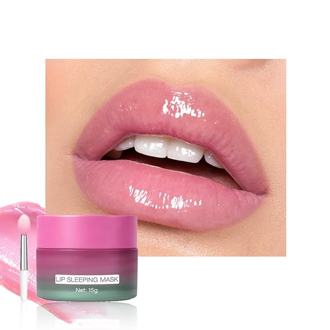 FeiCuiYun Lip Sleeping Mask, Moisturization and Antioxidants, Nourish, Hydrate, Flaky, Dry Lips, Includes Softapplicator Brush (06#Strawberry, 1Pcs)