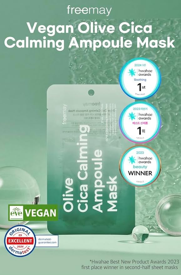 freemay Collagen Ampoule Mask 27ml (0.91 fl oz) × 10 Sheets (Olive Cica)