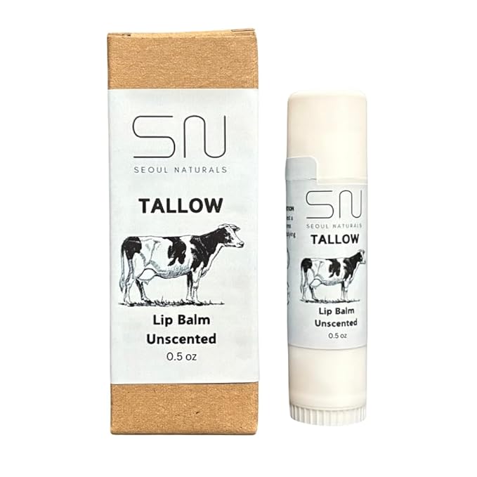 Seoul Naturals Tallow Lip Balm, Unscented, k beauty, 0.5 oz