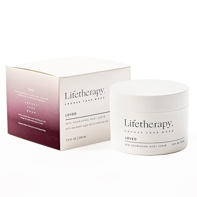 Lifetherapy Skin Nourishing Body Scrub – Loved | Clean, Skin-Loving Formula | Vegan & Gluten Free | Hydrating | Nourishing Vitamins & Minerals | Bath Salts | Thoughtfully Crafted Fragrance 9oz.