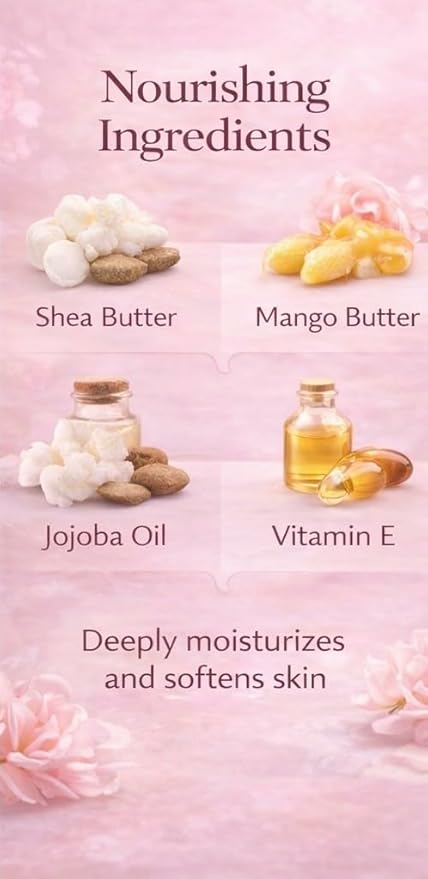 Strawberry Dream Whipped Body Butter Ultra Moisturizing Body Cream with Shea Butter, Mango Butter, Jojoba Oil & Vitamin E – Handmade Skin Care