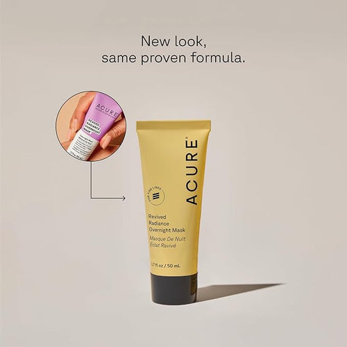 Acure Revived Radiance Overnight Mask - Night Face Mask for Sleeping, Hydrating Facial Jelly for Glass Skin & Natural Glow, Anti Aging & Nourishing with Encapsulated Retinol & Avocado Oil - 1.7 fl oz