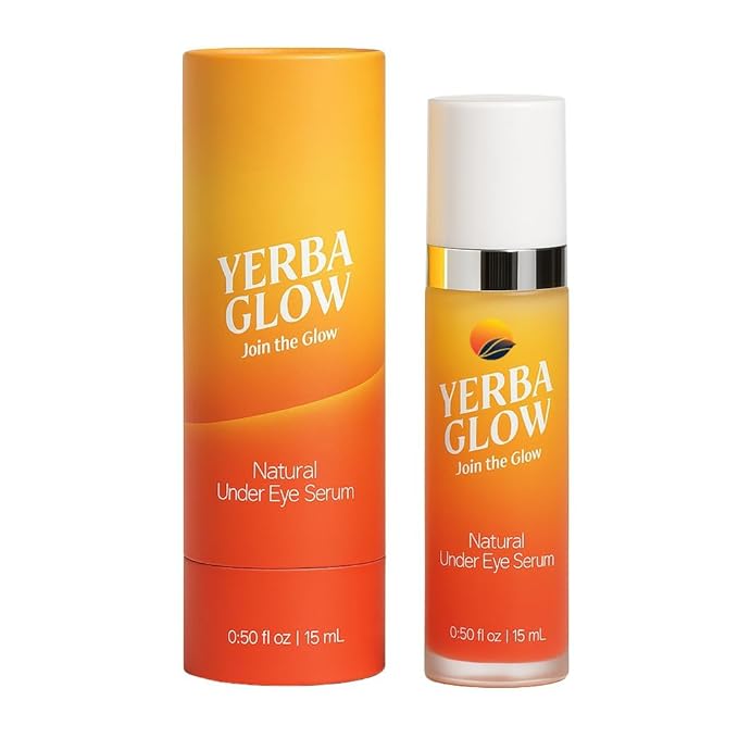 Dark Circle Eye Treatment - Yerba Glow Caffeine Eye Cream for Puffiness & Bags - Under Eye Serum with Hyaluronic Acid, Peptides & Vitamin C - 0.5 oz Natural