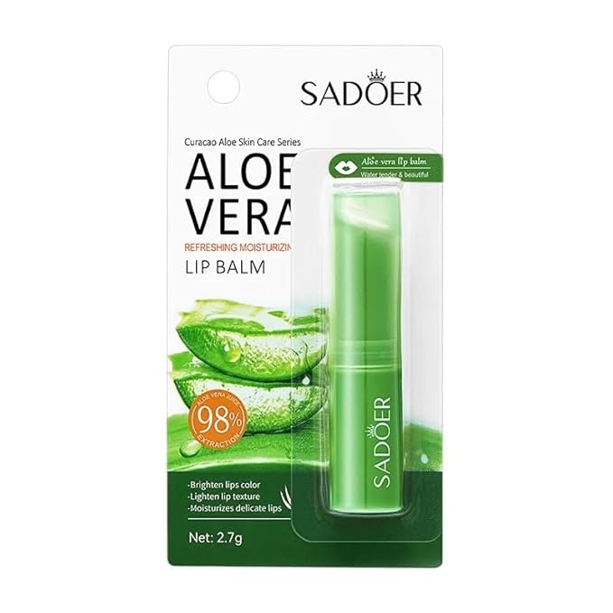 Sadoer 98% Aloe Vera Lip Balm - Hydrating, Moisturizing, Natural, Dry Skin, 0.09 Ounce