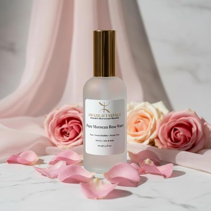 Pure Moroccan Rose Water, Facial Toner, Refreshing Mist, Rosa Damascena, Hydrating, Calming, for All Skin Types, 3.4 fl oz