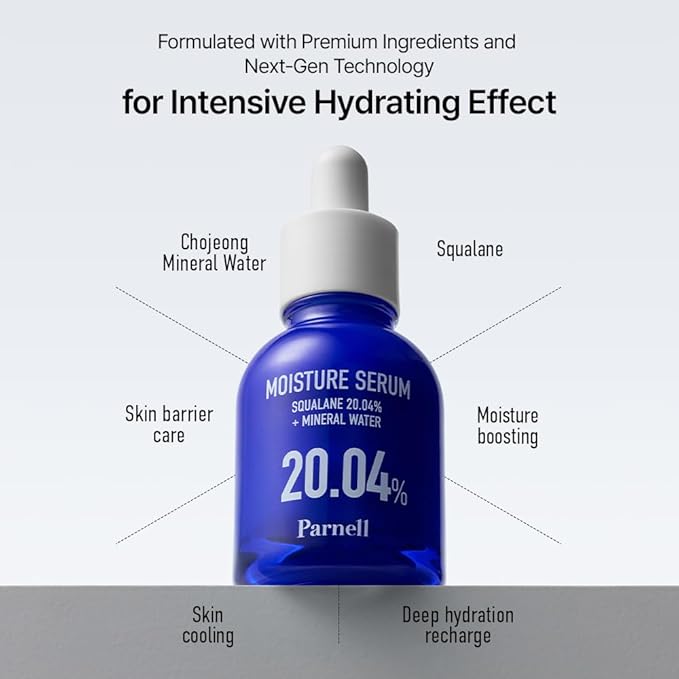 Parnell Squalane 20.04% Serum, Deep Hydrating Face Moisturizer, Mineral Water Barrier Serum for Dry & Sensitive Skin (1.01 fl.oz)