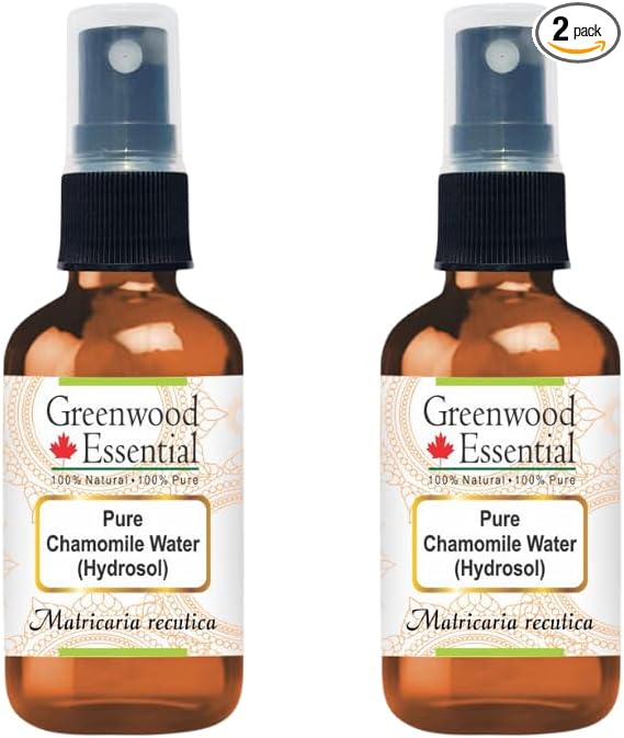 Greenwood Essential Pure Chamomile Floral Water (Hydrosol) (Matricaria recutica) (Pack of Two) 50ml X 2 (3.38 oz)
