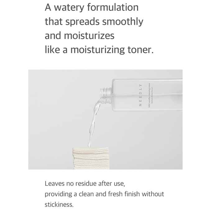 NEEDLY Mild Micellar Cleansing Water (13.18 Fl Oz) | Low-Irritant, Removes Impurities, Deep Cleansing, Moisturizing