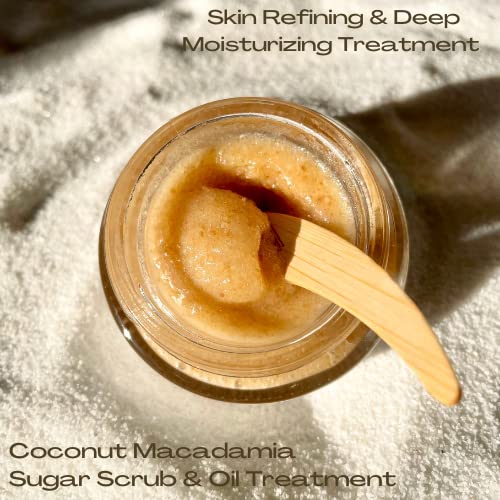 Real Fruit Body® Coconut Macadamia Sugar Scrub and Oil Treatment - 100% Pure and Natural, Leaping Bunny® Certified Cruelty Free, Vegan, Organic - 1.38 Ounce | 50 ml