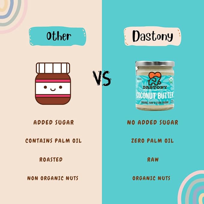 Dastony Organic Raw Coconut Butter, 8 oz | Only One Ingredient | Vegan, Paleo and Keto Friendly, Non GMO, Gluten-free - Pack of 2