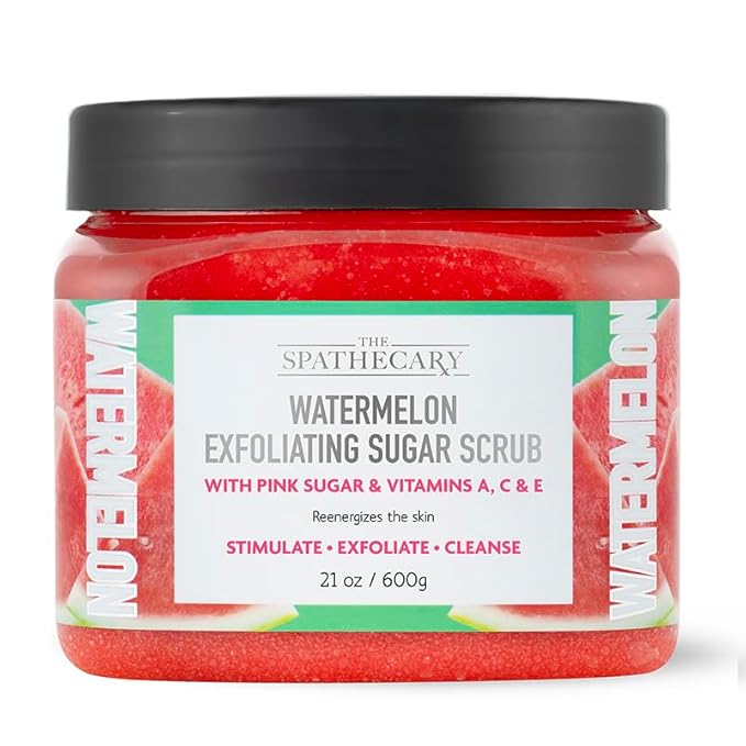 Watermelon Sugar Scrub - Exfoliating & Hydrating Body Scrub With Pink Sugar and Vitamins A,C, & E to Help Reenergize, Smooth, & Stimulate Skin, Body Care Exfoliator & Cleanser, 21 oz