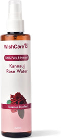 WishCare 100% Pure & Natural Rose Water Liquid - for Skin, Face & Hair - Steam Distilled - Kannauj Gulab Jal - Spray Skin Toner - Free from Paraben, Alcohol & Chemicals - 200 ml