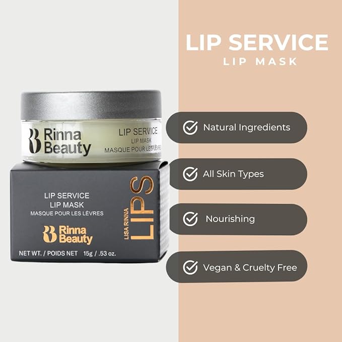 Rinna Beauty Lip Service Lip Mask - Lip Moisturizer Mask for Dry, Cracked Lips - For Day or Night - Vegan, Cruelty-Free, Sulfate-Free, Paraben Free, 0.53 oz