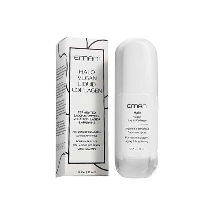 Emani Halo Vegan Collagen Serum for Face, Anti Aging Peptide Serum with Collagen Boost, Ideal for Fine Lines, Wrinkles, and Rough Texture, 1.18 fl oz