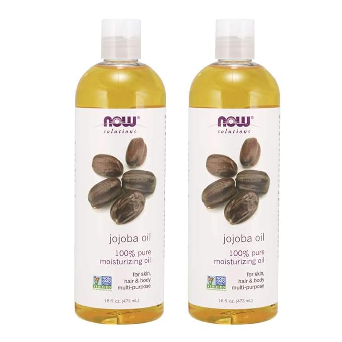 NOW Solutions, Jojoba Oil, 100% Pure Moisturizing, Multi-Purpose Oil for Face, Hair and Body, 16-Ounce (Pack of 2)