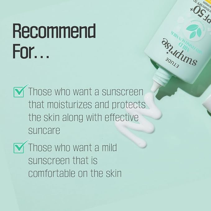 ETUDE Sunprise Sunscreen Mild Sun Milk SPF 50+ / PA++++ (55ml) | Sebum-free, Non-Sticky, Long Lasting Protection, 100% Mineral Korean Sunscreen for sensitive skin | perfect for Coachella Essentials
