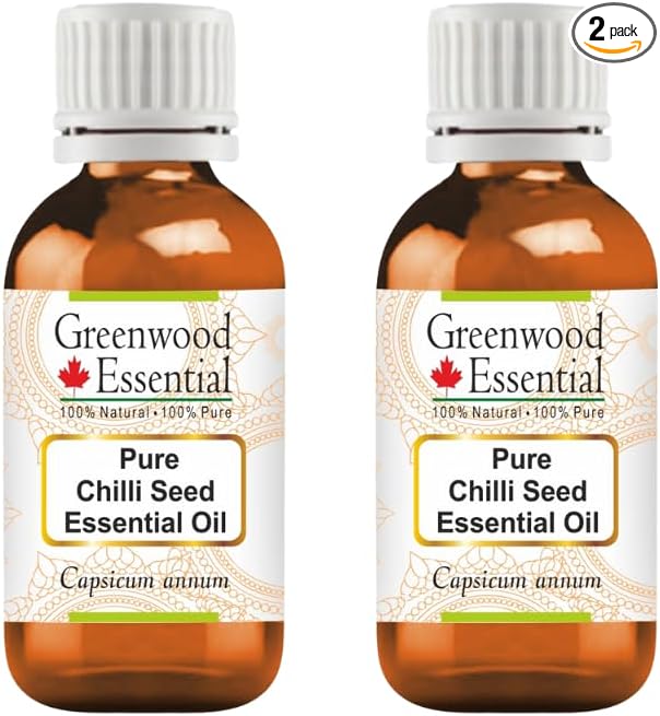 Greenwood Essential Pure Chilli Seed Essential Oil (Capsicum annum Steam Distilled (Pack of Two) 50ml X 2 (3.38 oz)