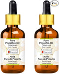 Greenwood Essential Pure Pistachio Oil (Pistacia Vera) with Two Glass Droppers Cold Pressed (Pack of Two) 50ml X 2 (3.38 oz)