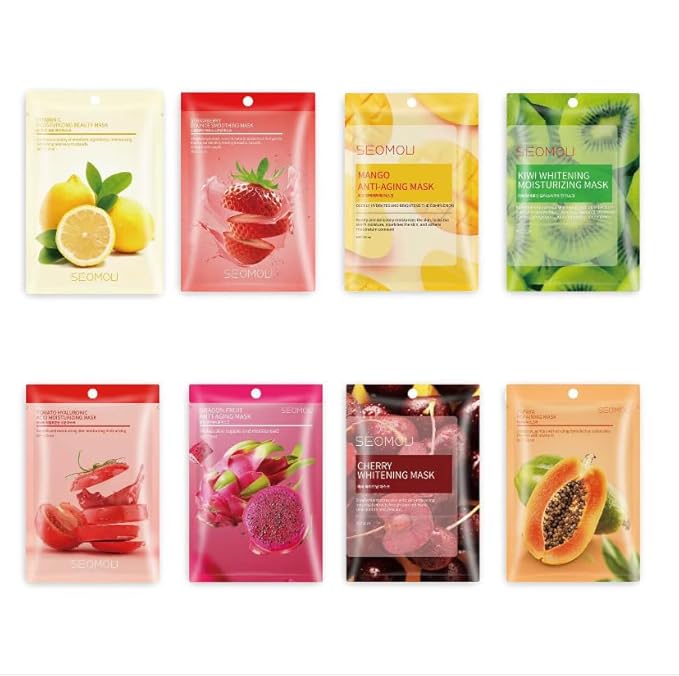 Natural Facial Sheet Mask, Moisturizing Hydrating Fruit Facial Mask For All Skin Types, 5 count (Honey Fullerene Hydrating Mask)