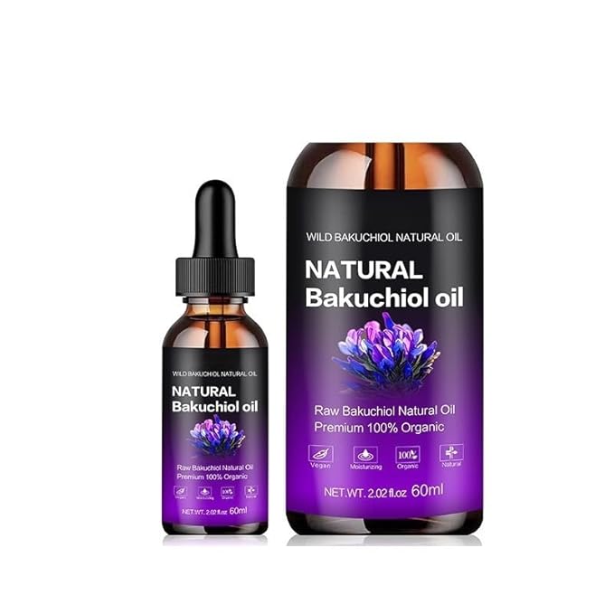 Natural Bakuchiol Oil, Premium 100% Organic Anti-Aging Facial Oil, 2.02 fl oz, for Sensitive, Aging, Acne-Prone Skin, Reduces Fine Lines, Improves Texture